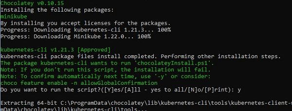 installing minikube using choco on windows server