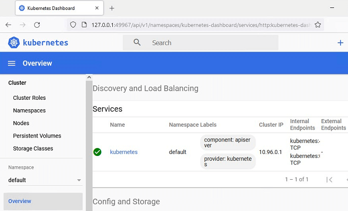 Kubernetes dashboard on minikube