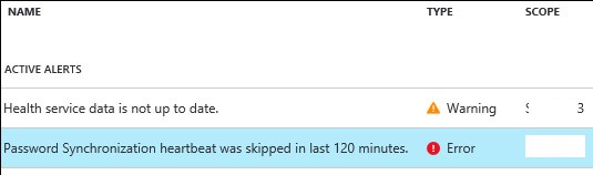 AAD Password Hash Synchronization heartbeat was skipped in last 120 minutes
