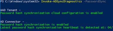 Azure AD Connect - Latest password hash synchronization heartbeat is detected