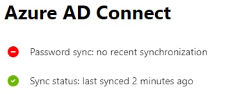 Azure AD Connect Password sync: no recent synchronization