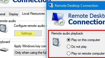 RDP client: enable Play on this computer