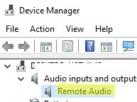 remote audio in the device manager