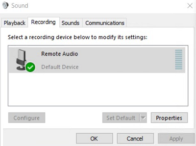 remote audio microphone as a default recording device in the rdp session