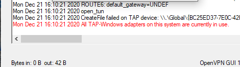 OpenVPN Error: All TAP-Windows Adapters Are Currently in Use