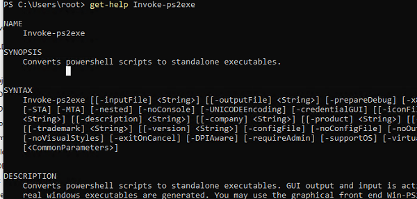 ps2exe command syntax