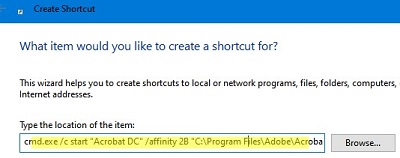 Create CPU affinity shortcut for a program