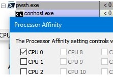 run application on a single core with processor affinity