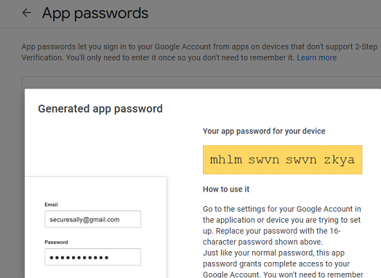 get gmail app pasword