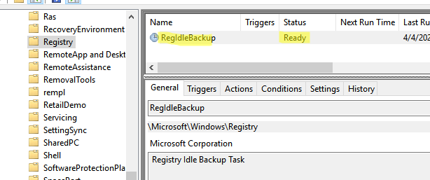 scheduled task regidlebackup