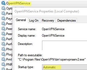 Start openvpnserv2 client service to autoconnect at boot