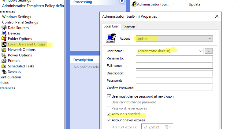 Disable Local User Accounts in Windows with GPO and PowerShell