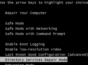 Boot Windows Server DC in Directory Services Repair Mode