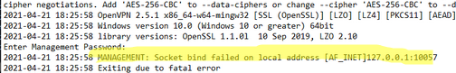 OpenVPN TCP/UDP: Socket bind failed on local address 