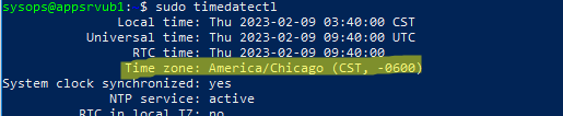 timedatectl - check timezone in ununtu