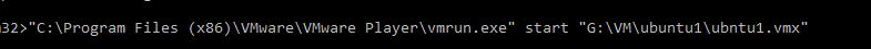 us vmrun.exe command to start VMware VM