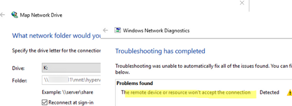 WIndows mount NFS error: The remote device or resource won’t accept the connection 