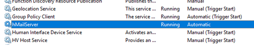 hmailserver service on Windows