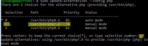 Switch between multiple PHP versions in Ubuntu Linux