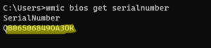 get wmiobject win32_bios serial number