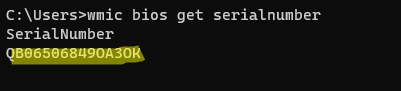  get BIOS serialnumber with WMIC command