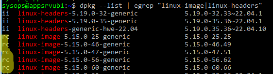 list installed old ubuntu kernels 