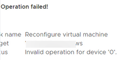 Invalid Operation for Device ‘0’ on VMware ESXi