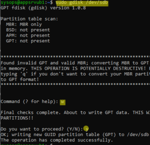 Converting Disk from MBR to GPT on Linux - Power Sysadmin Blog