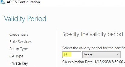 CA certificate validity period