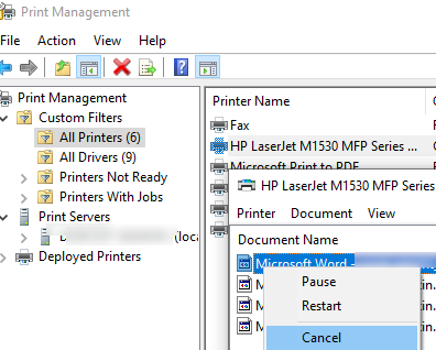 Clearing the Print Spooler Queue on Windows