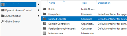 Deleted Objects container in AD
