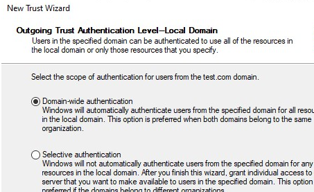 Enable Domain – wide authentication trust