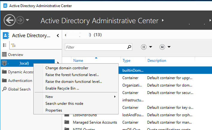Enable Recycle Bin in Active Directory