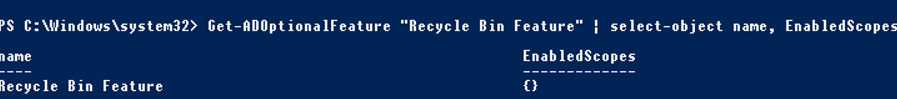 Get-ADOptionalFeature - check if AD recycle bin is enabled