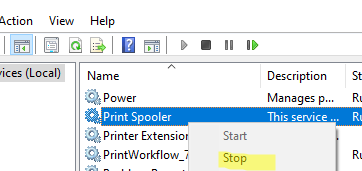 stop print spooler service