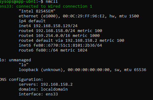 nmcli - check network configuration