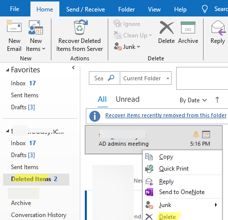 Delete recurring reminders from Outlook