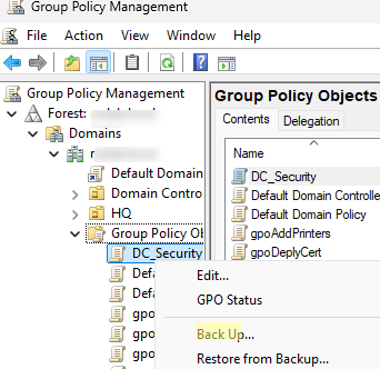 Backup Group policy objects in AD