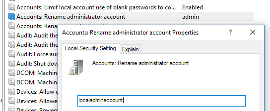 Change the Administrator name in Windows using GPO