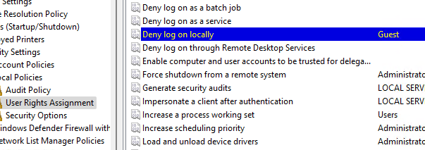 Deny log on as a service