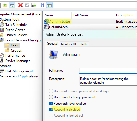 Securing the Built-in Administrator Account in Windows