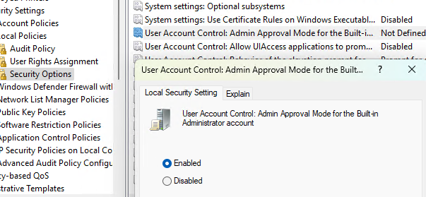 Enable UAC prompt for Built-in Administrator