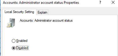 Remove (disable) the built-in administrator using GPO