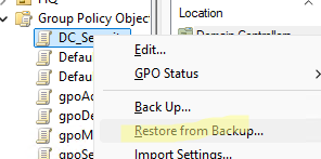 Restore GPO from a backup