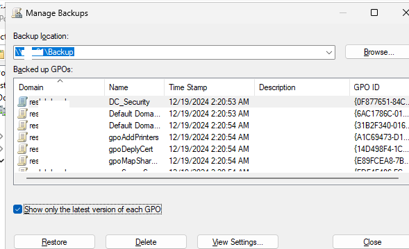 Backup and Restore Group Policy Objects (GPOs) in Active Directory