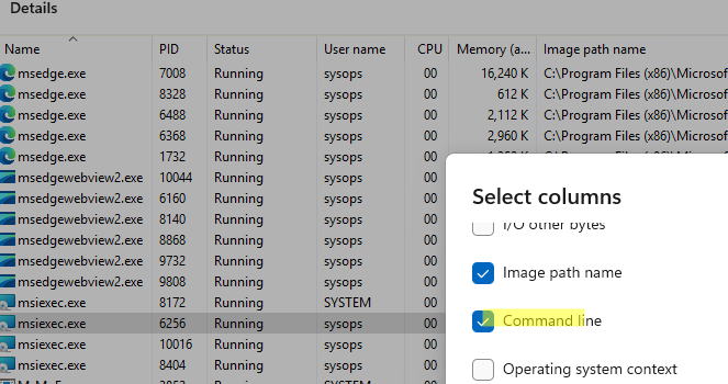 Add Command Line column in Task Manager 