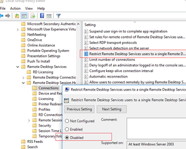 Multiple RDP Sessions for a Single User on Windows Server