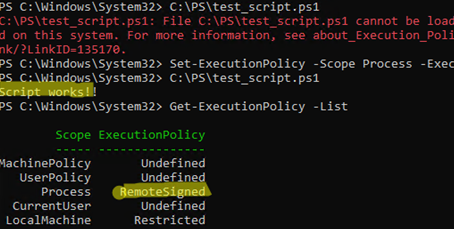 Set-ExecutionPolicy RemoteSigned for process 