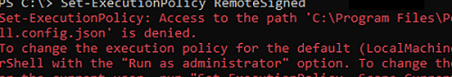 To change the execution policy for the default (LocalMachine) scope, start PowerShell with the “Run as administrator” option