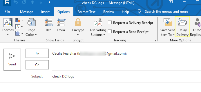 Delay Delivery in Outlook